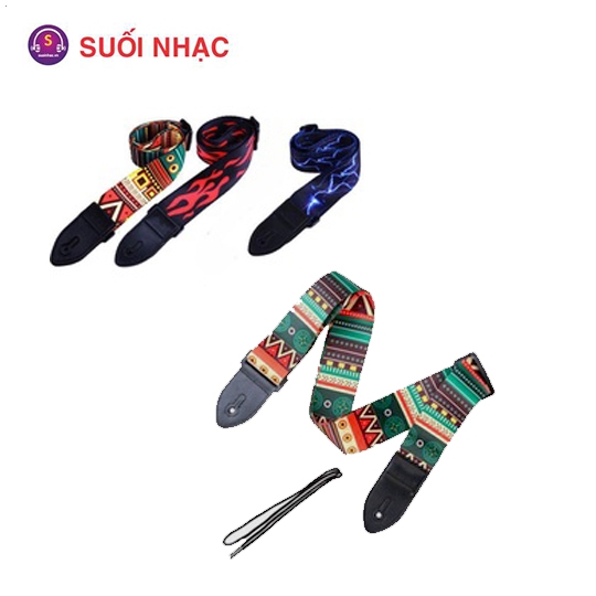 Dây da đeo guitar hoa văn thổ cẩm